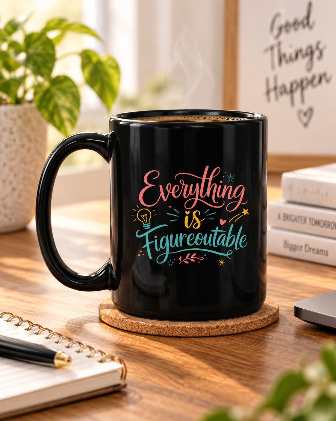 Everything is Figureoutable 15oz Black Mug