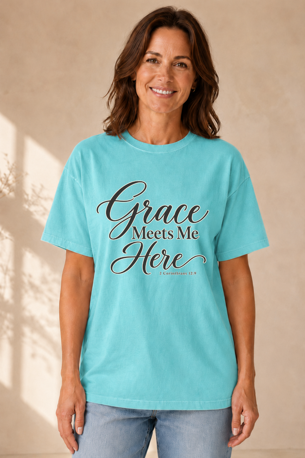 Grace Meets Me Here 2 Corinthians 12:9  T-Shirt