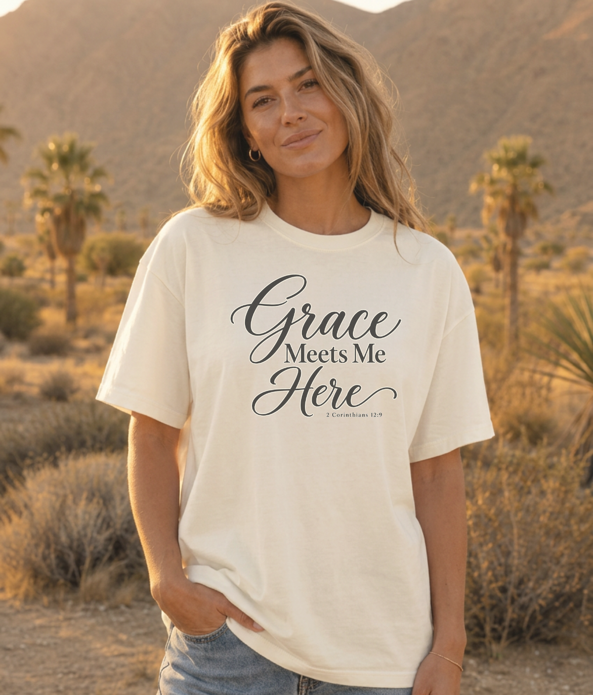 Grace Meets Me Here 2 Corinthians 12:9  T-Shirt